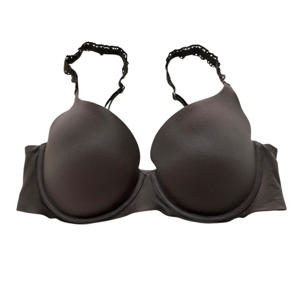 Aerie Brown Lace Strap Real Sunnie Demi Lined Bra Sz 34DD